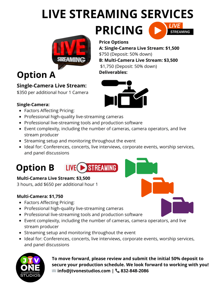 JTV One Studios Media Packages