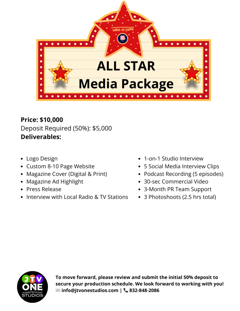 JTV One Studios Media Packages